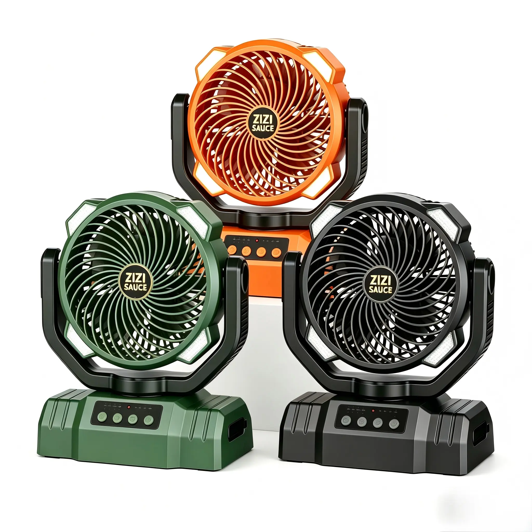 ZIZI SAUCE 3-in-1 Cordless Portable Fan with Lithium Battery Cells - 10000mAh Portable Charger, LED Light, 3.6m/s Strong Wind, 90° Oscillation, <30dB Quiet, Remote Control, Hanging Fan for Outdoor Camping, Hiking, Picnic