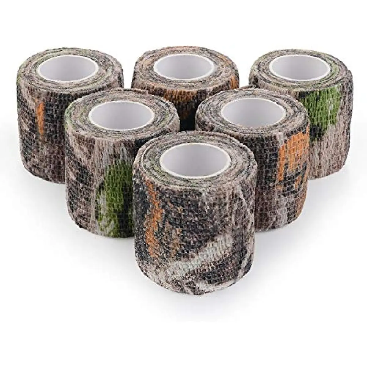 Hunting Flexible Camo Wrap Tape Rolls - Highly Elastic Non-Woven Protective Bandage for Adults, Durable and Reusable No-Residue Self-Adhesive, 1.96"x177" Grass Camo Outdoor Bandage