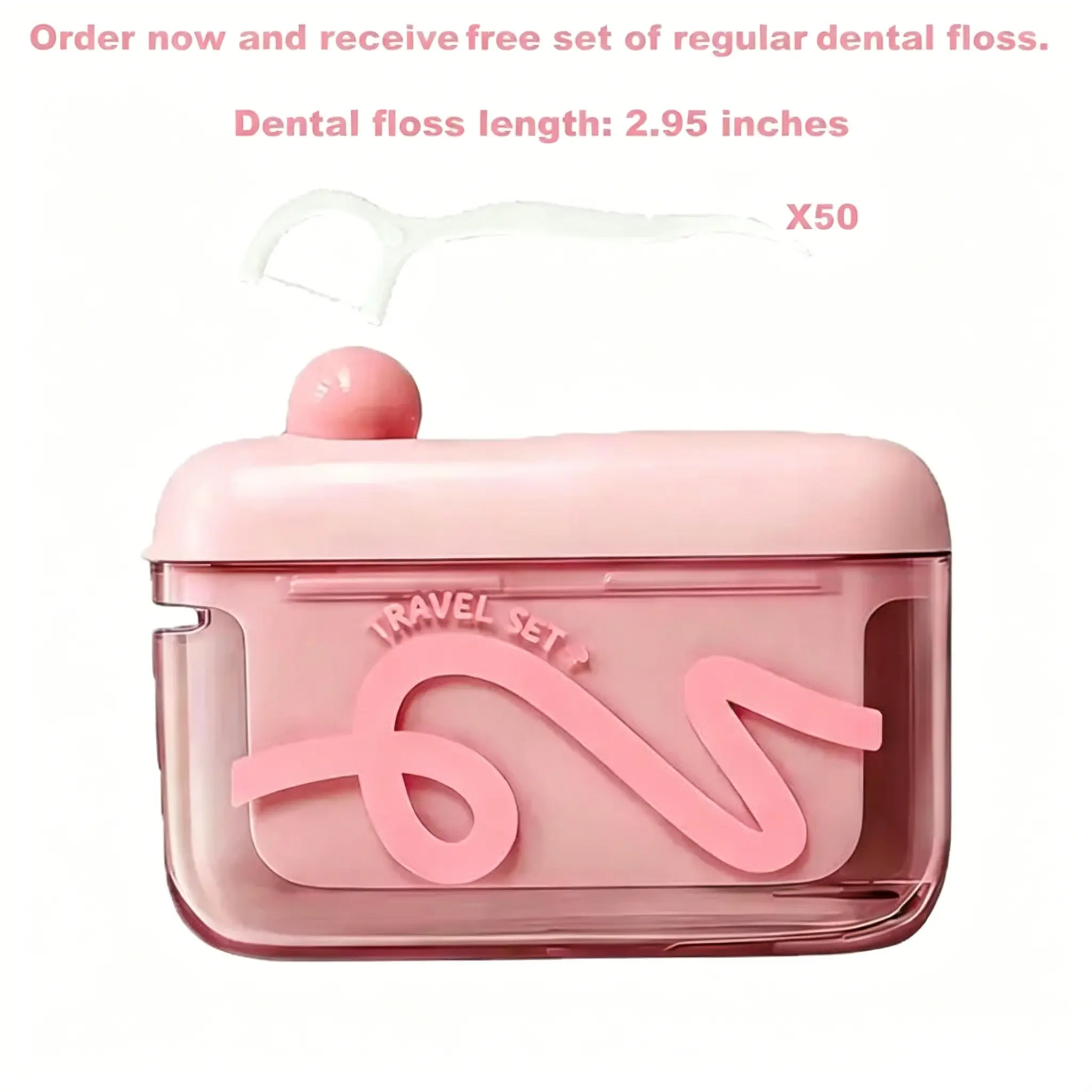 Bonus 50 Floss Picks Included, Auto Pop-Up Dental Floss Box, Portable Refillable Container for Daily & Travel Use