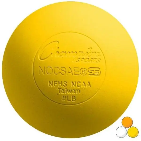 Yellow Molded Rubber Champion Sports Lacrosse Ball - NOCSAE Standard Compliant, SEI Certified, NCAA/NFHS Approved for Practice Games & Accuracy Shots, Approved By Ncaa/Nfhs, Improved Feel And Accuracy