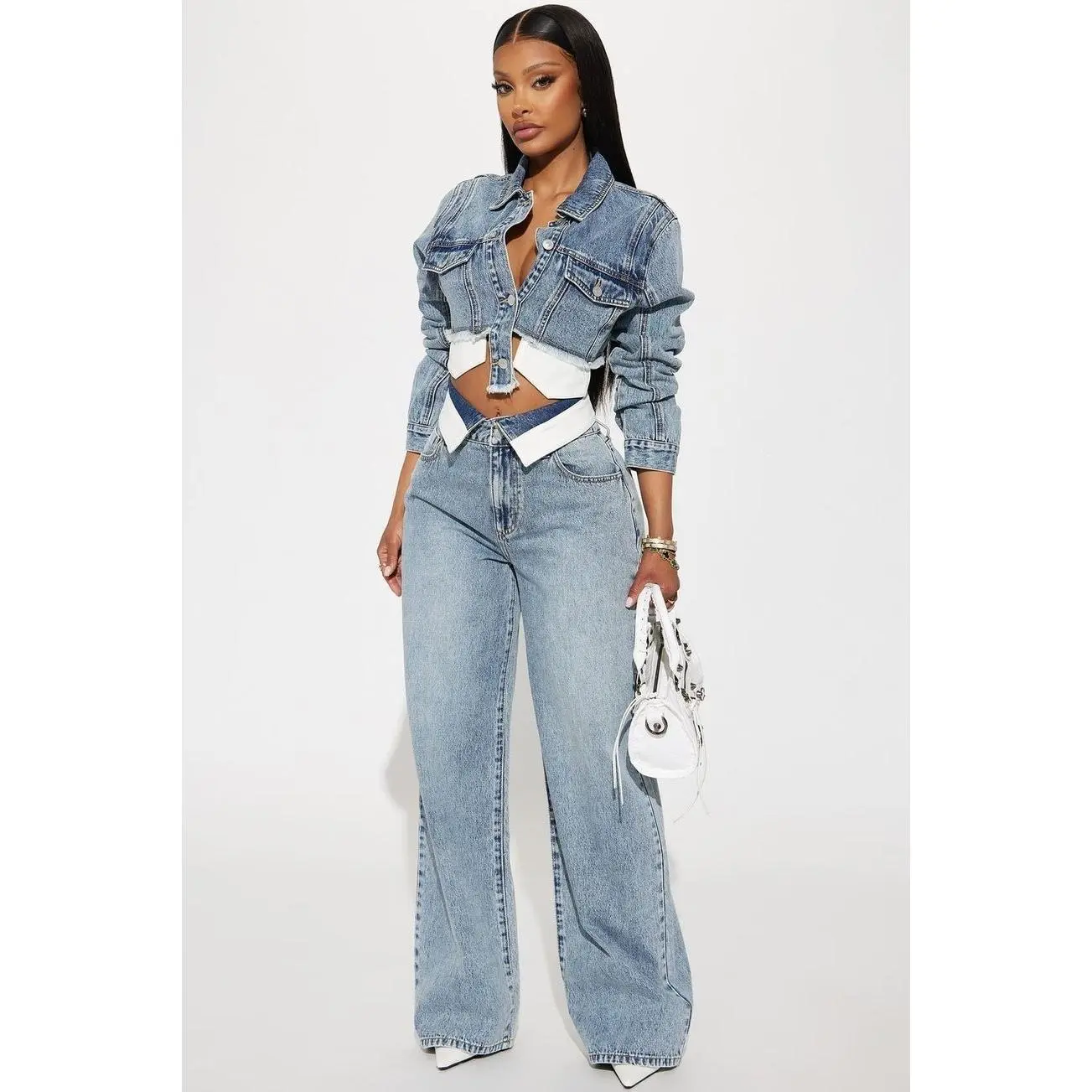 Nori Denim Washed Pant Set-Medium Wash A