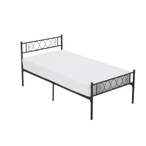 Modern Metal Bed Frame with Headboard & Footboard - Heavy Duty Steel Platform - Strong Slat Support - Noise-Free - 12.2" Under Bed Storage - No Box Season Needed
