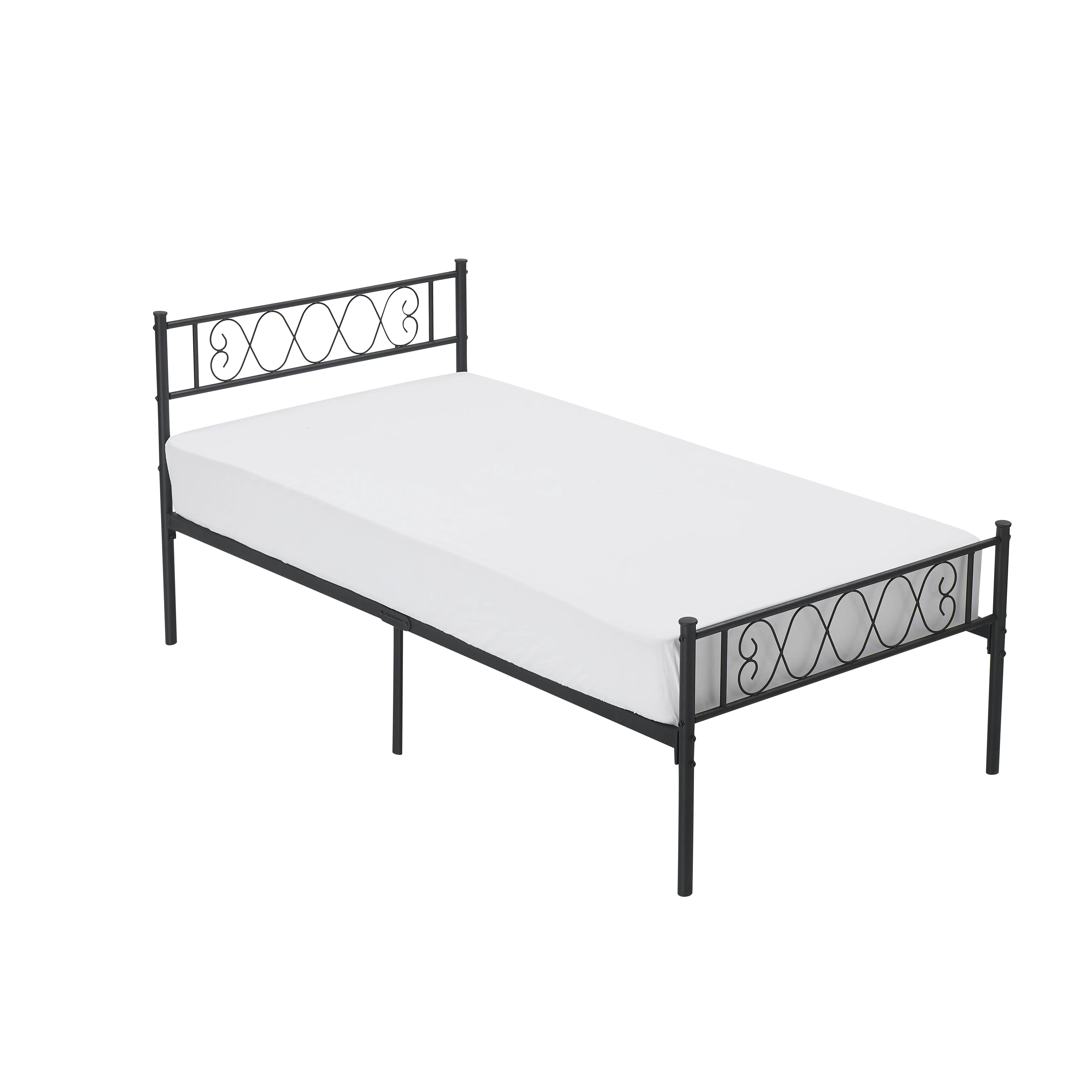Modern Metal Bed Frame with Headboard & Footboard - Heavy Duty Steel Platform - Strong Slat Support - Noise-Free - 12.2" Under Bed Storage - No Box Season Needed