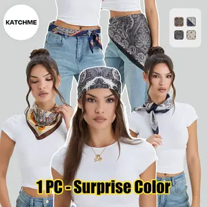 KatchMe Gift, Women's Versatile Satin Square Scarf (Surprise Color) 1 Piece, Basic Allover Print Silk Like Neck Scarf, Chic Color-Matching Silk Scarves for Lady, Soft Neck Wear, Fashion Lady Accessories