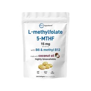 Micro Ingredients L Methylfolate 15mg with B6 Plus Methyl B12 | 240 Softgels with Coconut Oil