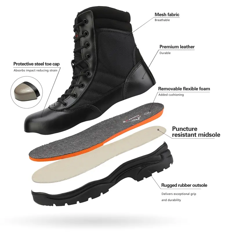 NORTIV 8 Men's 8-Inch Leather Steel Toe Work Boots with Side Zipper, Cushioned Non-Slip Sole for Construction and Warehouses, Walking Shoes, Footwear, Roofing, Steel Toe Cap, Worker, Soft Md Midsole Absorbs Hard Impacts, Adequate Support, Closed, Fabric,,