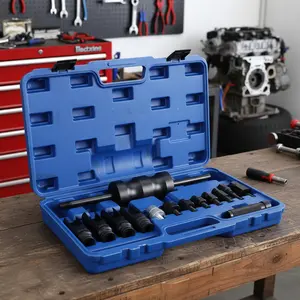 14pcs Carbon Steel Universal Injection Puller Extractor Kit, Car Engine Injector Remover Tool with Common Rail Adaptors for Delphi, Siemens