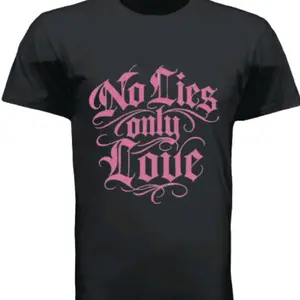 PINK NLOL No Lies Only Love Black T-shirt with Pink Text Design