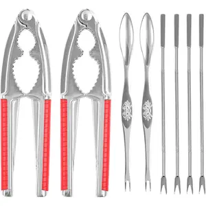 8 Pcs Nut Crackers for All Nutcracker Seafood Tools Walnut Cracker for All Nuts Heavy Duty Shell Cracker Lobster Crab Crackers with Non-slip Handle