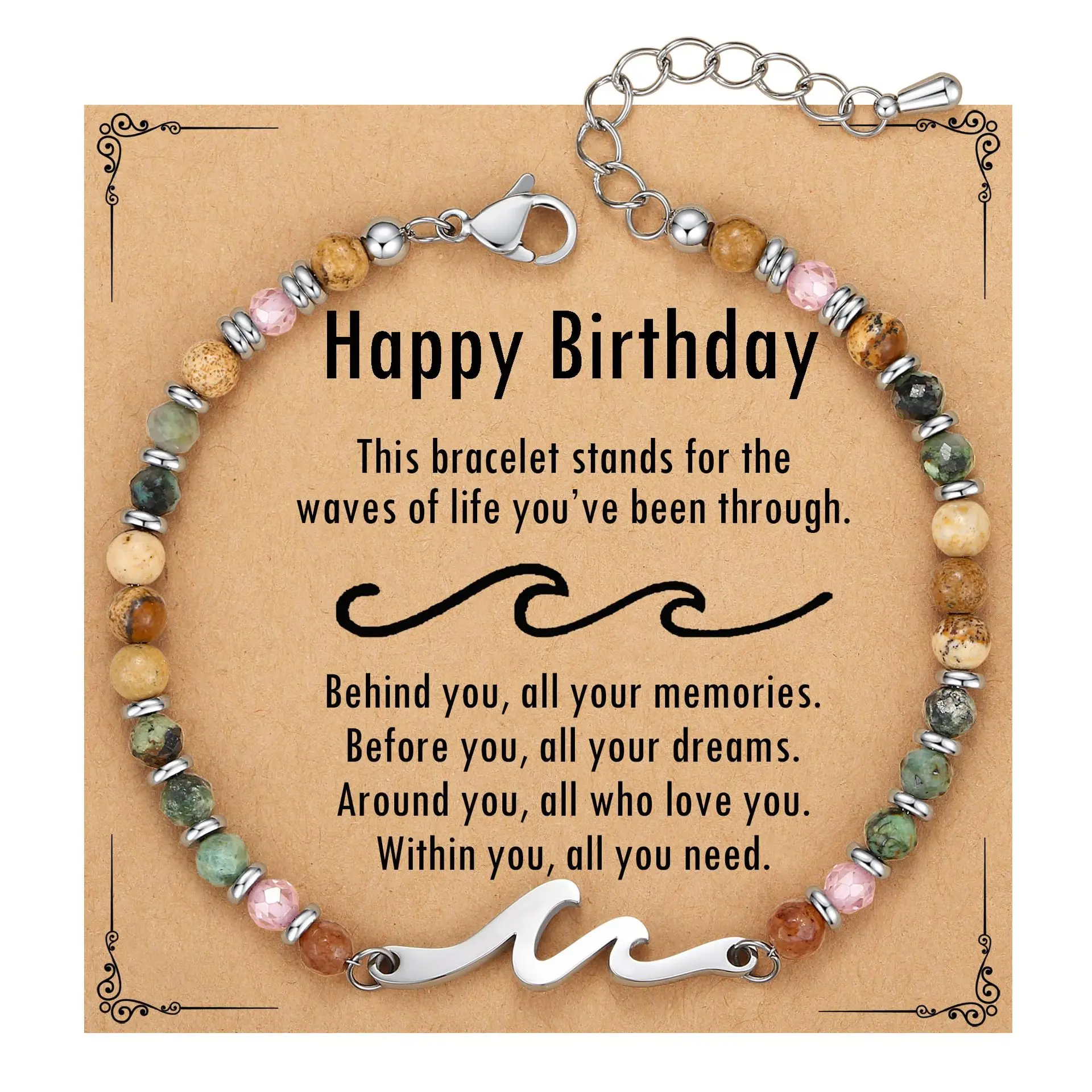 Friend Gifts for Women, Unique Birthday Gifts for Women, Sister Gift from Sister, Wave Bracelet, Christmas Graduation Mothers Day Gift for Her, Bestie Friendship Bracelets