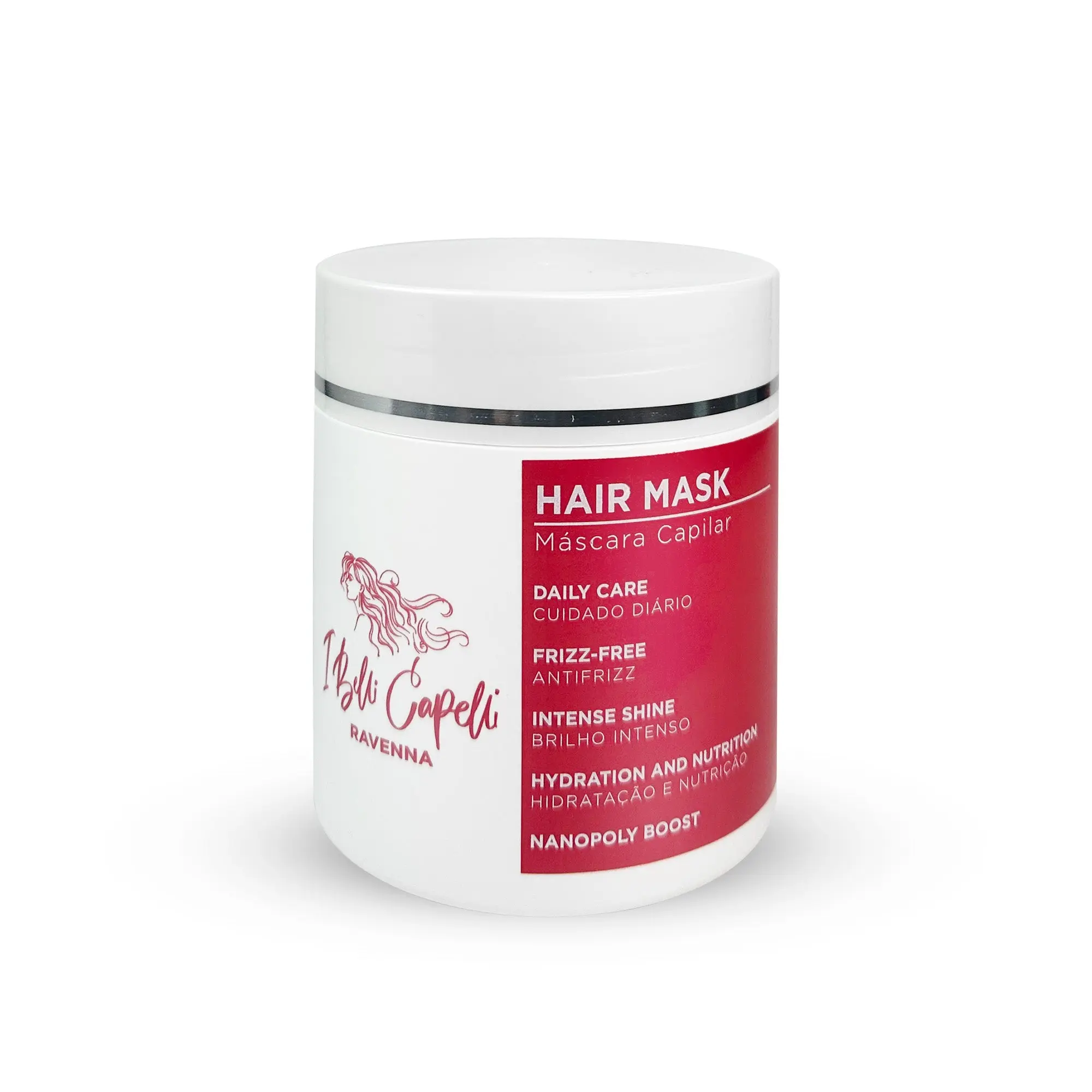 I Belli Capelli Ravenna Daily Care Hair Mask with Aloe Vera Deep Hydration & Nourishment 16.9 fl.oz Haircare Repair Intense Shine Anti Frizz Nanopoly Boost, Dry, Ethanol-Free Hair Masks