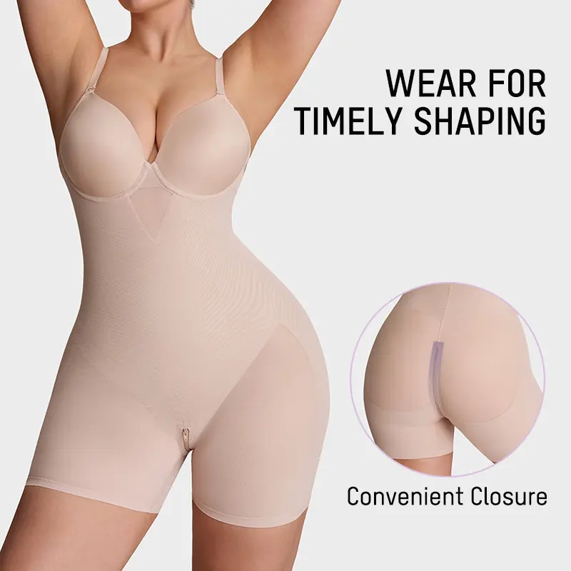 SHECURVE Seamless Full Body Shaping Bodysuit Tummy Control Butt Lifter Built in Bra Shapewear All in One Women Sculpted Smooth Breathable Everyday Wear #SummerVibes