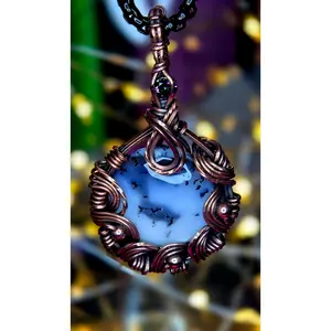 Mystic Forest Pendant – Hand-Wrapped Dendritic Opal & Rainbow Topaz
