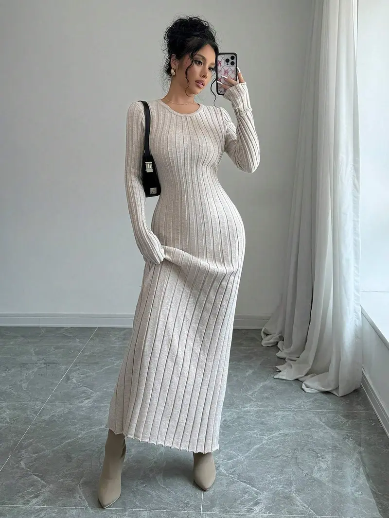 sachin and babi light blue dress Off Shoulder Sweater Dress Long Sleeve Knit Slim Fit Pullover Mini Elegant