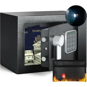 Safe Box - Fireproof Bag, Mini Safe Box with Key, Digital Safety Box with Light, 0.23 Cubic, Secure Storage for Saving