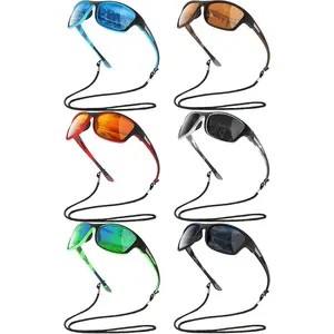 6 Pack Polarized  Sunglasses for Women Men UV Protection Fishing Driving Cycling Running with Strap Holders