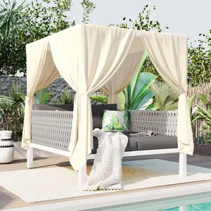 Outdoor Daybed Patio Sunbed with Curtains, High Comfort, Suitable for Multiple Scenarios