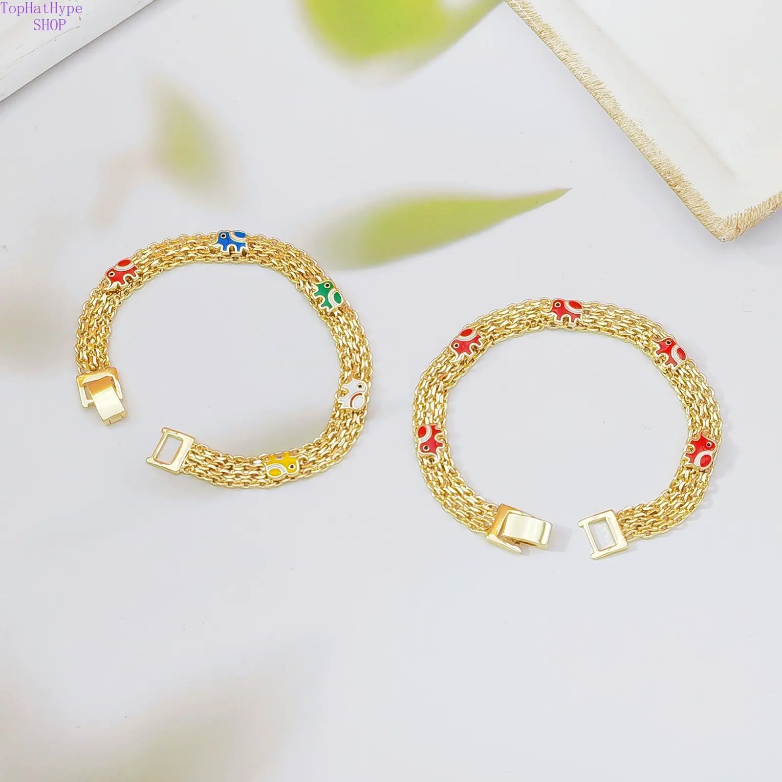 Boho Colorful Lucky Elephant Charm Bracelet Luxury Bohemian Style Fashion Jewelry for Women Trendy Y2K Aesthetic Minimalist Niche Design Versatile Stackable Daily Wear Beach Party Vacation Outfits Lightweight Alloy Wrist Accessory