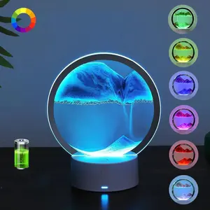 Adjustable color-changing flowing sand art table lamp, dimmable flowing sand hourglass night light, USB LED craft sand night lamp, suitable for home bedroom and living room decoration, the best gift for children #HotRecommendation