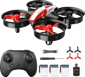Holy Stone Chargeable Electronic Micro Battery Drone, Portable RC Nano Quadcopter with Accessories for Kids - Auto Hovering, 3D Flips, Headless Mode, 3 Batteries, Protection Feature, Indoor Toy Gift (HS210 Red)