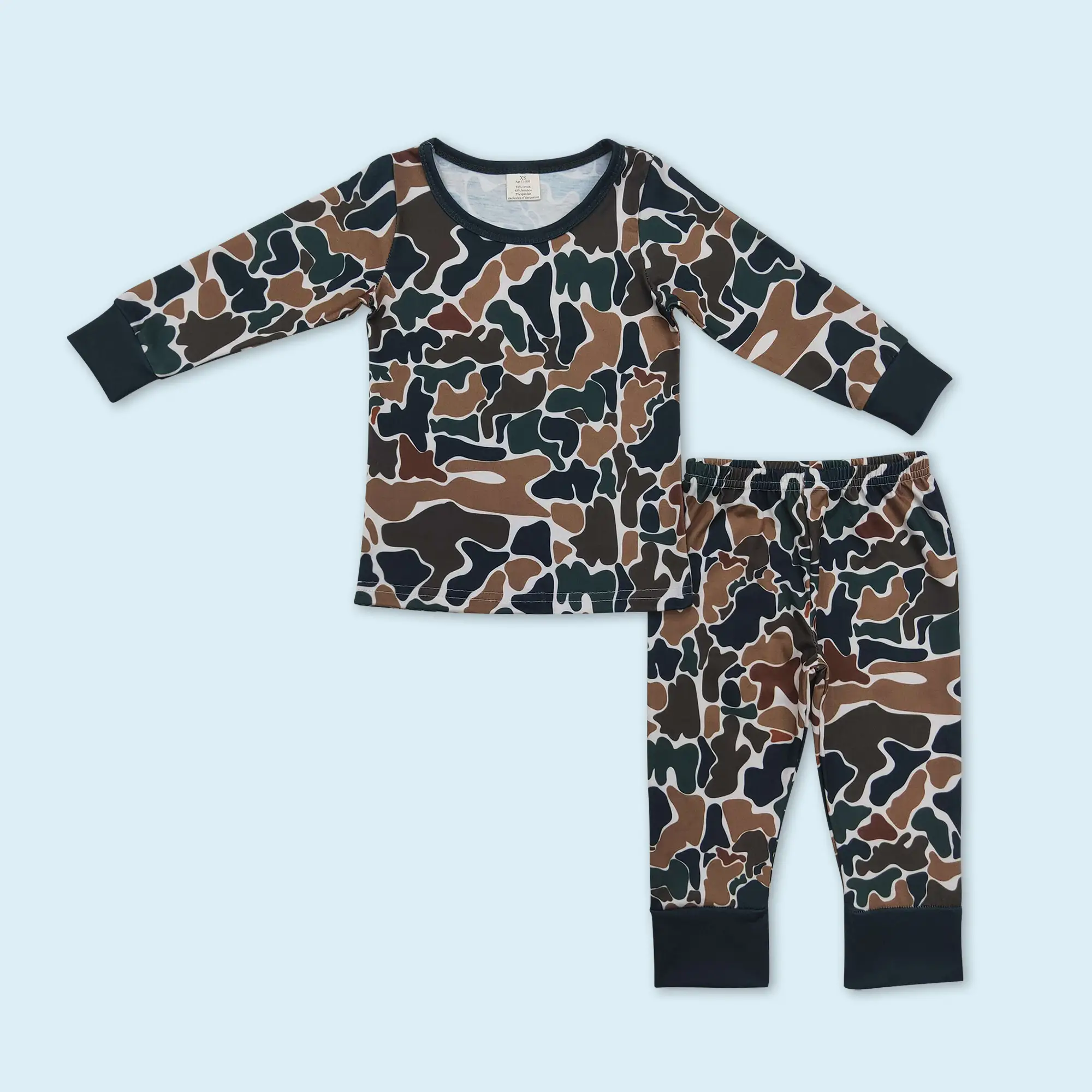 Brown camouflage kids boys pajamas