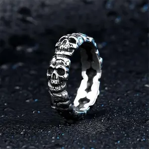 GTHIC Surrounded Stainless Steel Skull Ring for Men Women Birthday Mother's Day Gift Size 7-13