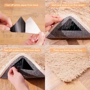 4-piece/8-piece/12-piece/16-piece anti-slip carpet tiles, suitable for various carpets, double-sided application, durable without leaving any marks, for home living rooms, bedrooms, kitchens and offices.