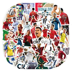 50 New Cristiano Ronaldo Soccer Star Stickers for Decor, Self Adhesive Waterproof Stickers for Scrapbooks, Cups, and Laptops