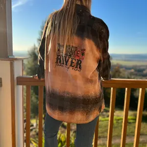 Whiskey River Bleach Dostressed Flannel Shirt