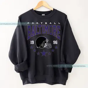 [Sale Up To 50%] Baltimore Football Vintage Sweatshirt, Retro Raven Crewneck, Oversized Football Sweatshirt, Baltimore Football Fan Gift, Gift For Fan, Trendy USA Cotton Fabric