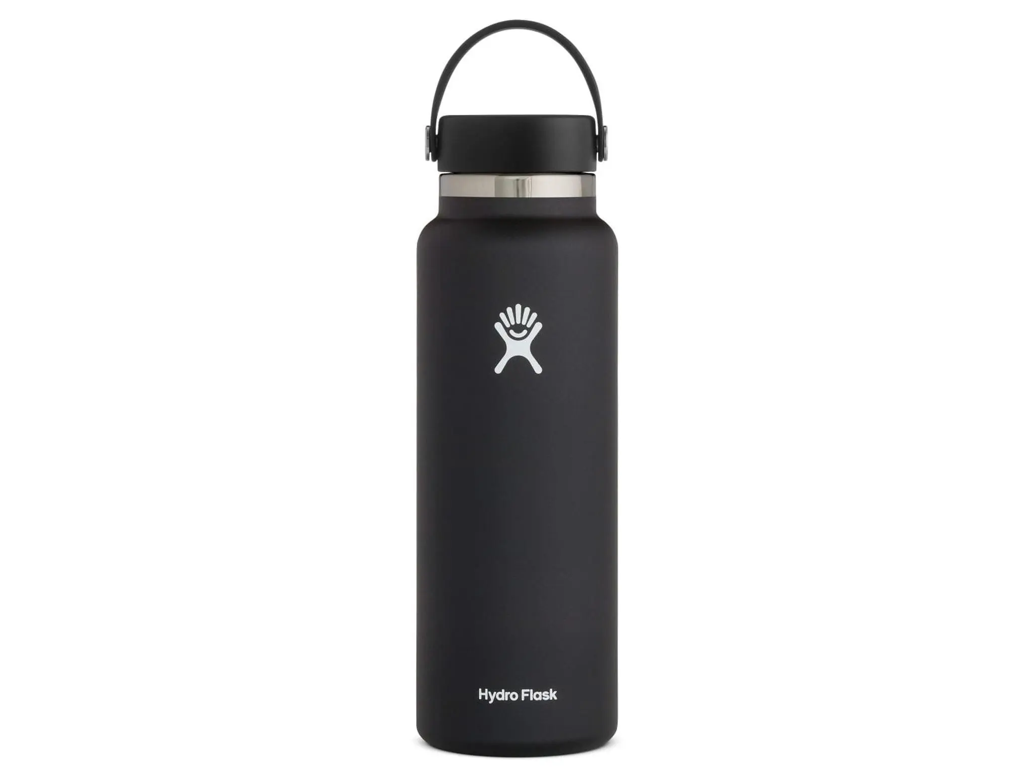 Hydro Flask W40BTS001 40oz Wide Mouth Insulated Stainless Steel Water Bottle - Portable Leakproof TempShield Insulation Flask with Flex Cap, Black, Bisphenol A (BPA)-Free, Ideal for Backcountry Water Filter Users