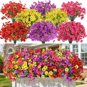 SHareconn 12/24/30 Bundles Artificial Flowers, UV Resistant Daisy & Eucalyptus, Outdoor Faux Plants, Long-Lasting Porch & Garden Decor Decoration Decorative