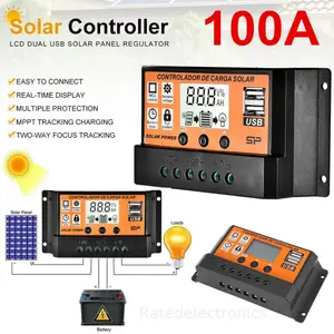 100A MPPT Solar Panel Regulator Charge Controller Auto Focus Tracking 60A 12/24V