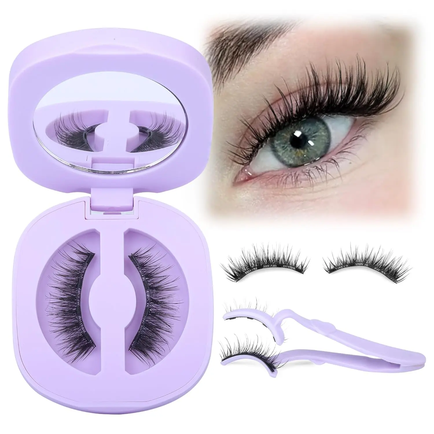 Magnetic Eyelashes, Magnetic Eyelashes with Applicator, Natural Look Magnetic Lashes, No Need Glue False Eyelashes Wispy Lashes