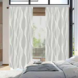 2pc Striped and geometric art print curtains, Window curtain in gray, with a modern style, make a perfect gift for friends and are suitable for home decor in dormitories, bedrooms, living rooms, kitchens