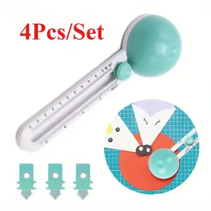 4Pcs Craft Circle Cutter Set:Including 1 Green Circle Cutting Tool and 3 BladesCraft Circle Cutter, Circular Cutter, Compass Circle Cutter for Paper Circular Cutting Tool for Cardstocks