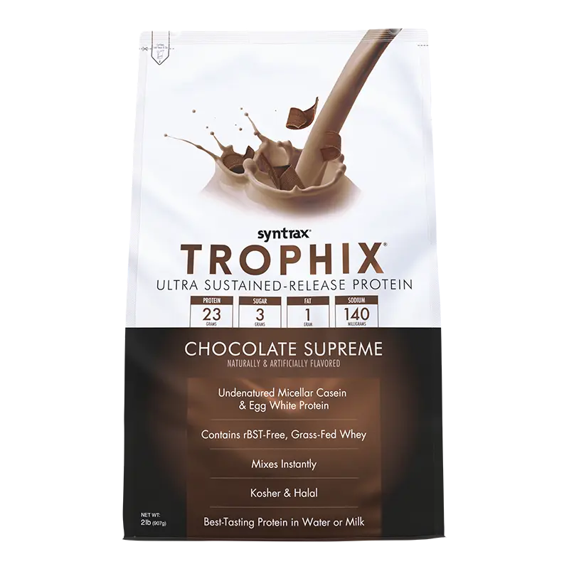 Syntrax Nutrition Trophix Ultra Sustained Release Protein Blend Chocolate Supreme 2 lb Bag 23g Protein Low Calories Slow Release Blend for Muscle & Recovery - Fitness Supplement