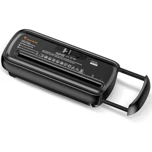 Bonsaii Paper Shredder for Home Use, 6 Sheet Strip Cut Small Paper Shredder Without Basket, Portable Shredder Extendable Arm Design (S123-B)