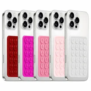 5PCS Pink Set Silicone Suction Cup Phone Case Cover Protector Detachable Mount, Sticky Phone Grip with Higher Suction Power for iPhone, Hands-Free Phone Accessories Holder for Selfies and Videos（Red & Rose Red & Pink & Light Pink & Transparent）