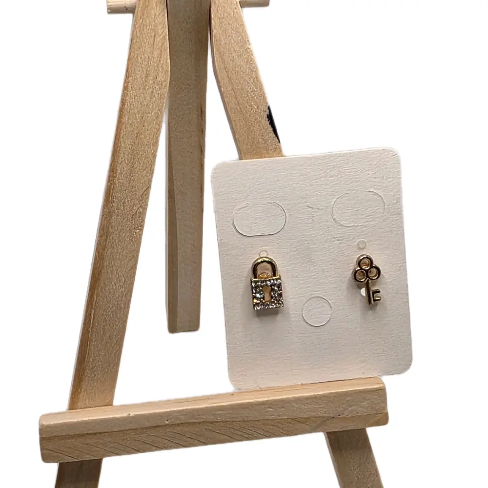 Lock and Key Stud Earrings - Elegant Design with Secure Lock and Key Elements for Stylish Accessory