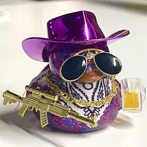 Blink Dark color Car Rubber Duck, Dashboard Decorations Colorful Laser Cowboy Hat Ducky for Car Ornament Accessories Ducks