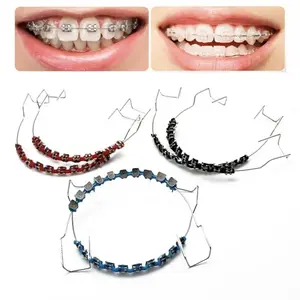 Oral 1-Pair Fashion Braces, Colorful Temporary Tooth Decoration with Metal Wires, Metal Brackets and Orthodontic Ligature Ties, High Quality Wearable Accessory