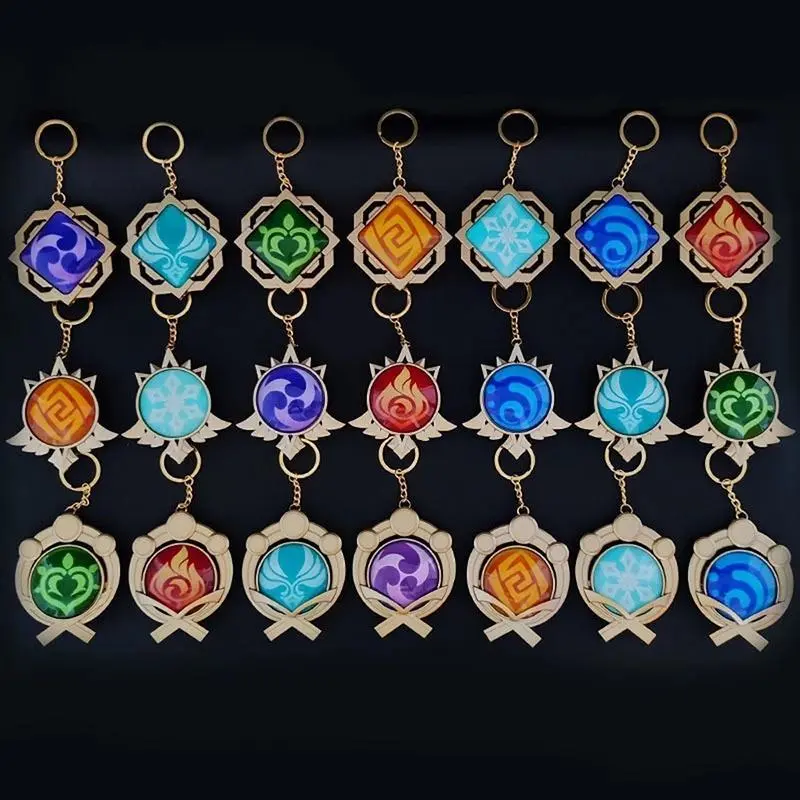 Genshin Impact Vision Collectible Keychain, Luminous 7-Element Acrylic Eye of God Keyring, Desk Decoration, Cosplay Accessory, Anime Fan Bag Charm Gift, 100% Brand New, Collectibles, Keychain Accessory