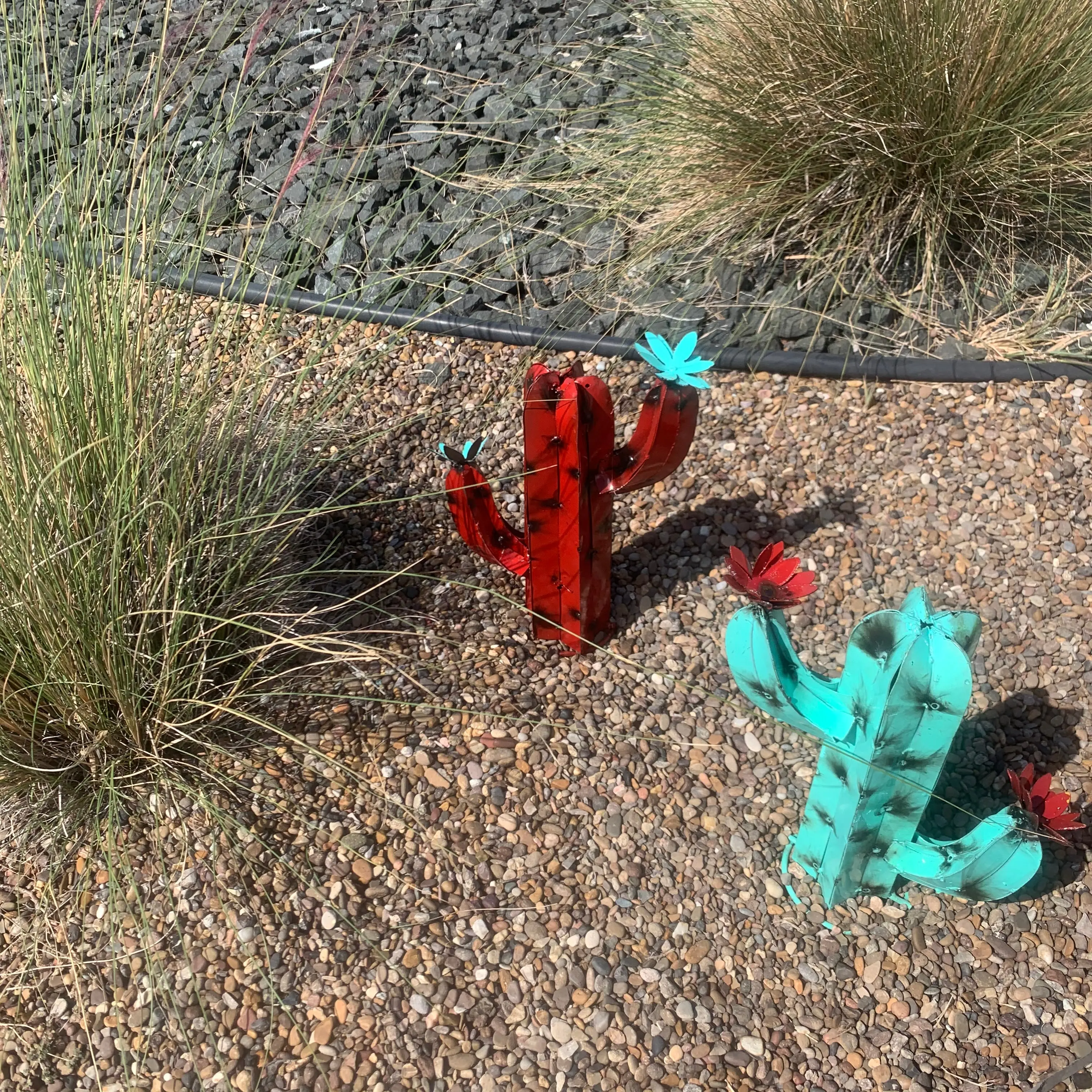 13” Mini Metal Saguaro Cactus – Colorful Southwestern Garden Art