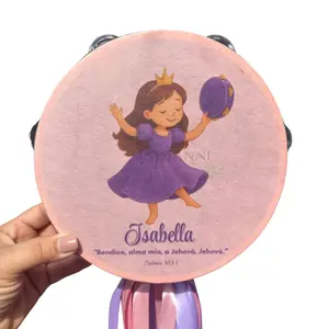 Personalized Princess 2 Tambourine Synthetic Leather Non-Slip Grip Metal Cymbals Handheld Percussion Instrument for Pleasant Sounds