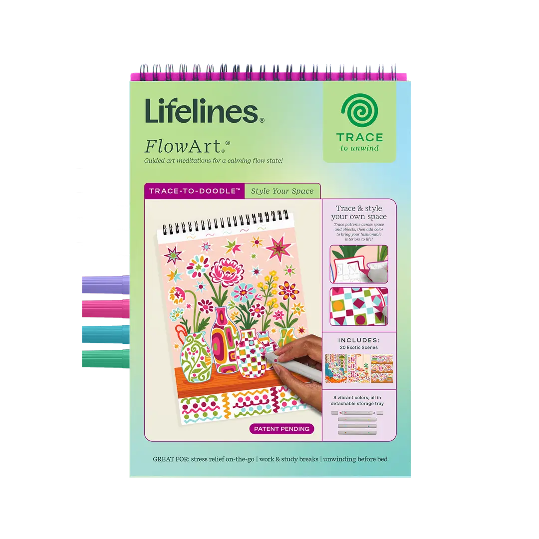 Lifelines FlowArt Drawing Pad - Trace-to-Doodle Educational Arts & Crafts Toy for Space Styling