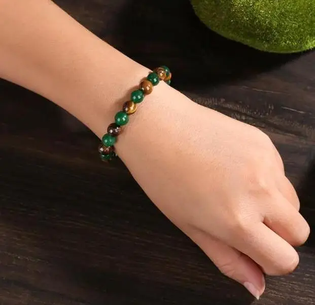 1pc Money Attraction Bracelet with Green Aventurine & Tiger Eye - blue friendship bracelet beaded jewelry protection bracelet encouragement gift fashion bracelet of the day Colorblock Beaded Crystal Bracelet