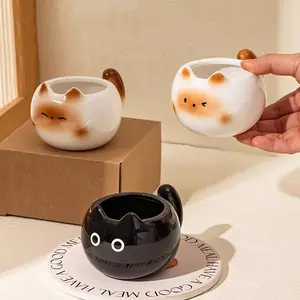 Cute Siamese Cat Coffee Cup, Creative Adorable Kitty Mug, High-Quality Elegant Cup, Perfect for Cafes, Office, Living Room, Bedroom, Tea Time Gift, Coffee Cups Gift