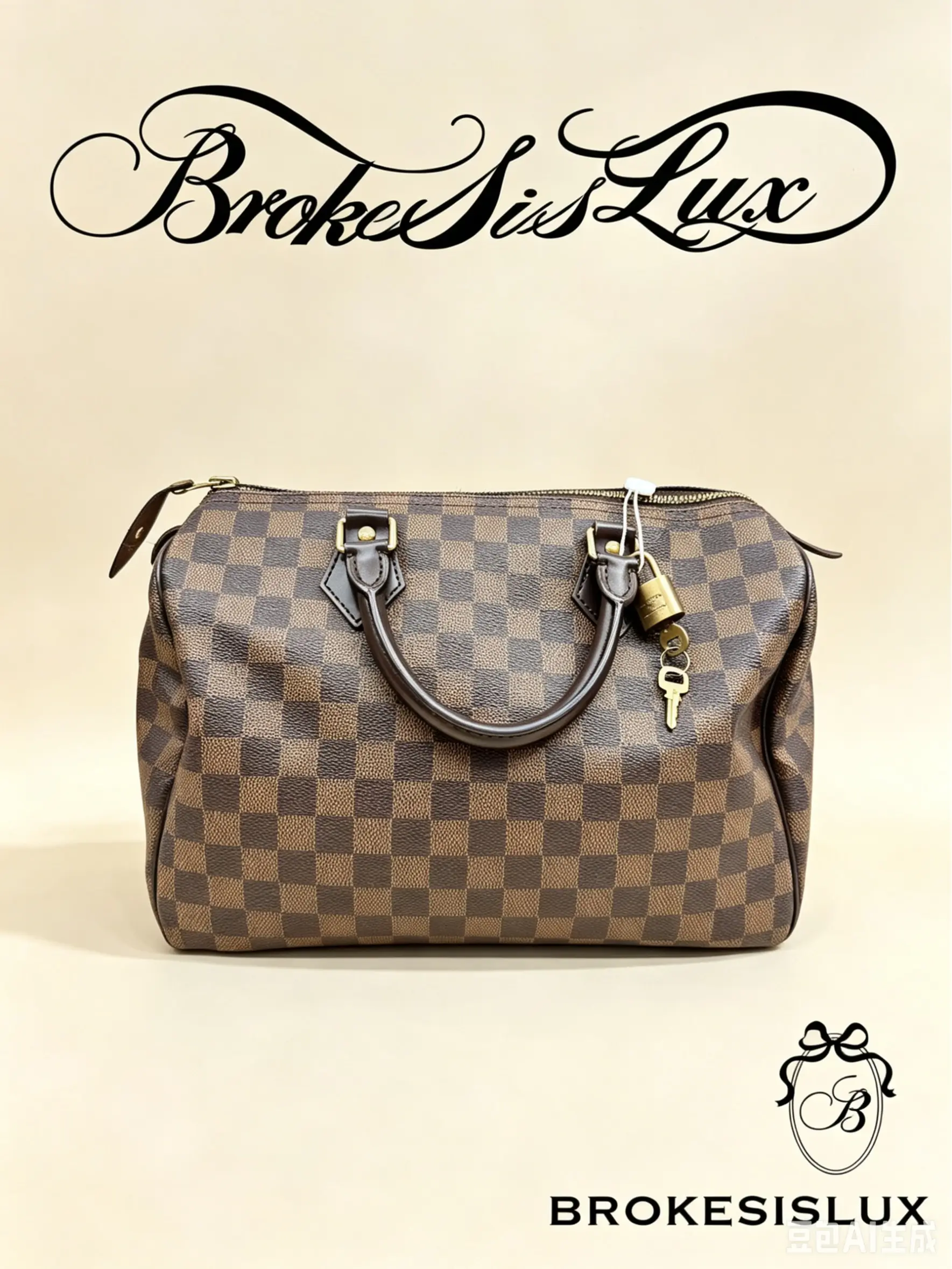 Pre-owned Louis Vuitton Speedy 30 in Damier Ebene Canvas, Brown Leather Trim, Gold tone Hardware, with Lock & Key