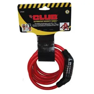 212 MAIN 6-ft Resettable Cable Lock - Red Keyless Combination Lock for Motorcycle, Automotive Security